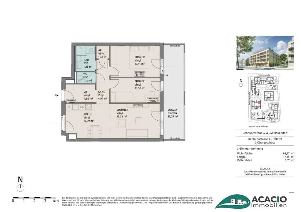 3-Zimmer-Wohnung mieten in Tulln – 69,09 m², € 1.150 – Bild 13 von 13