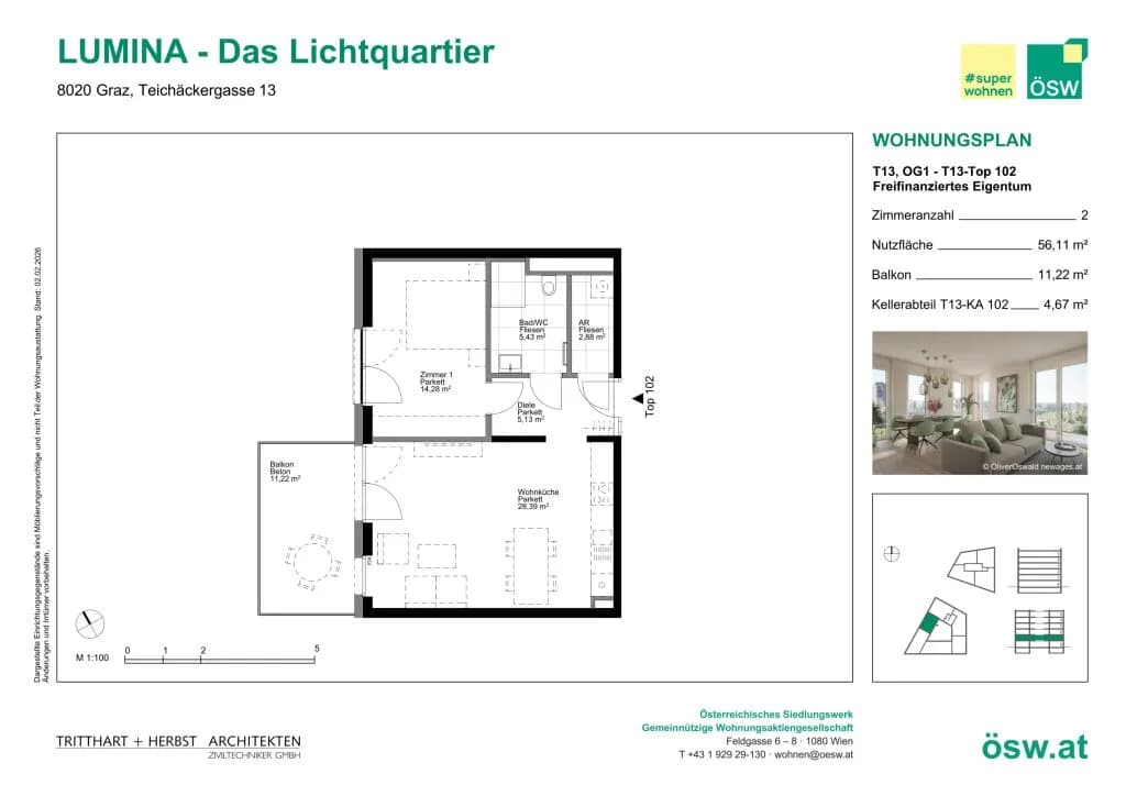 2-Zimmer-Wohnung kaufen in Graz – 56,11 m², € 259.000 – Bild 11 von 11