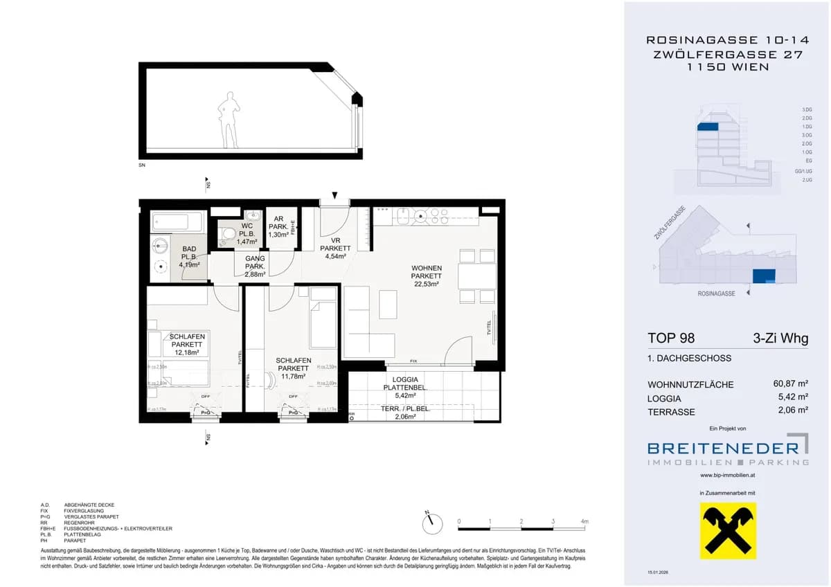 3-Zimmer-Wohnung kaufen in Wien – 60,74 m², € 452.200 – Bild 4 von 4