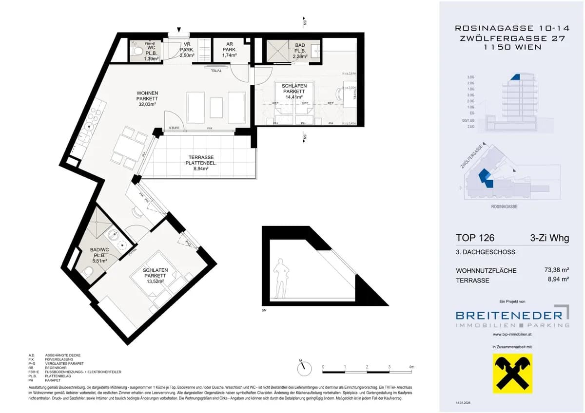 3-Zimmer-Wohnung kaufen in Wien – 74,06 m², € 515.000 – Bild 4 von 4
