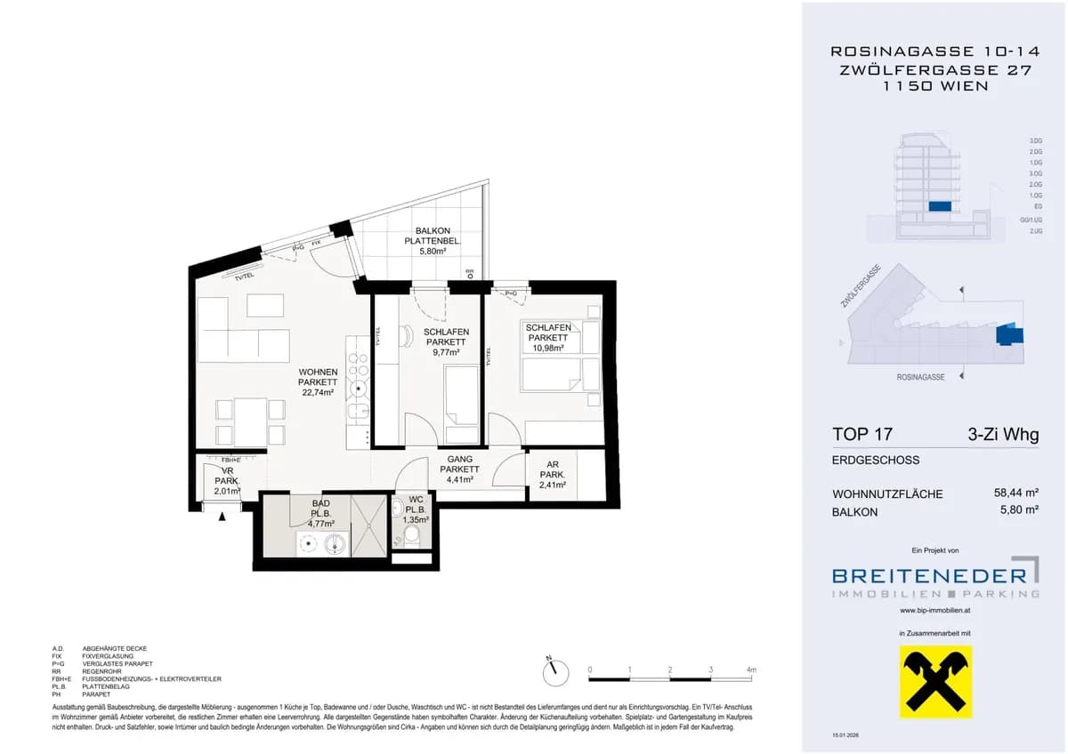 3-Zimmer-Wohnung kaufen in Wien – 58,76 m², € 378.700 – Bild 4 von 4