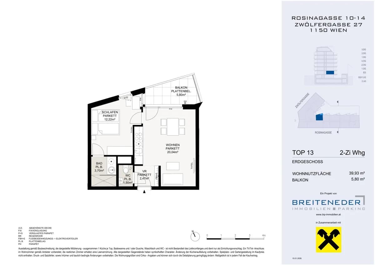 2-Zimmer-Wohnung kaufen in Wien – 39,93 m², € 264.600 – Bild 4 von 4