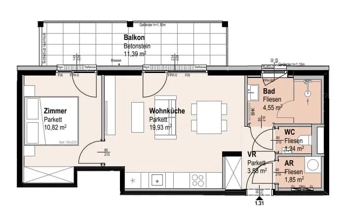 2-Zimmer-Wohnung kaufen in Wien – 42,89 m², € 352.600 – Bild 14 von 14