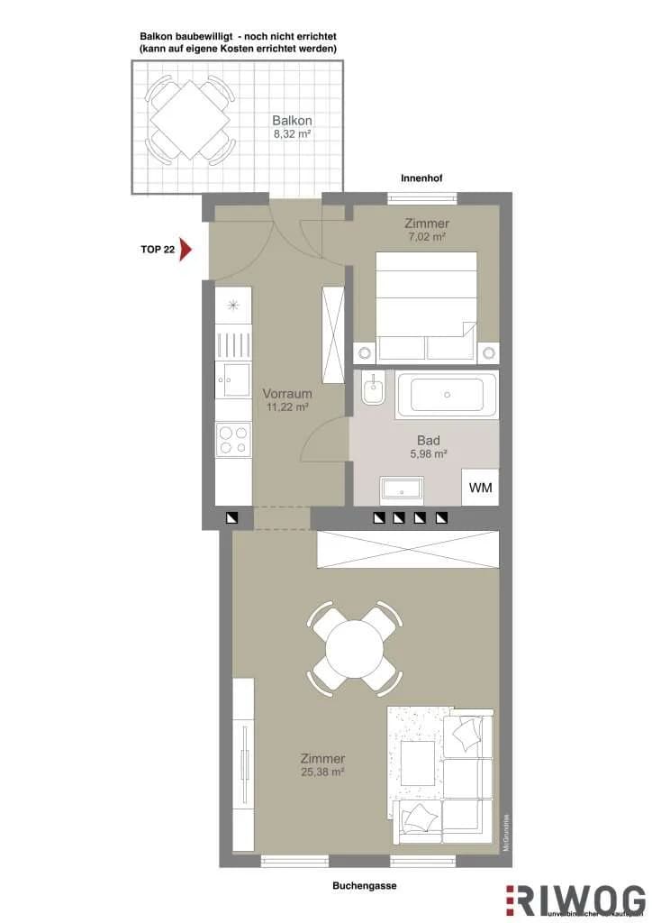 2-Zimmer-Wohnung kaufen in Wien – 49,6 m², € 189.000 – Bild 15 von 15