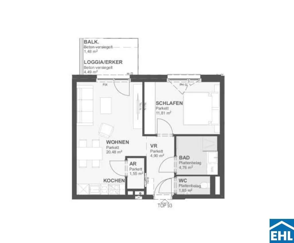 2-Zimmer-Wohnung kaufen in Wien – 46,06 m², € 327.120 – Bild 7 von 7