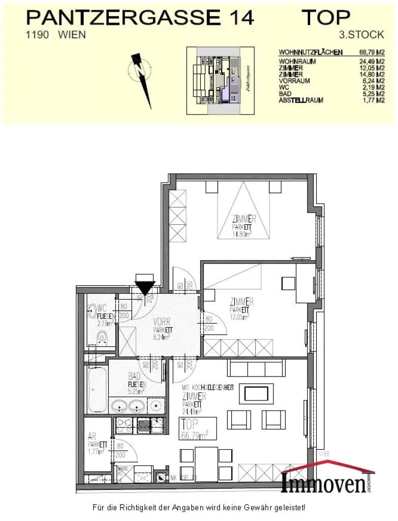 3-Zimmer-Wohnung mieten in Wien – 67 m², € 1.442 – Bild 10 von 10