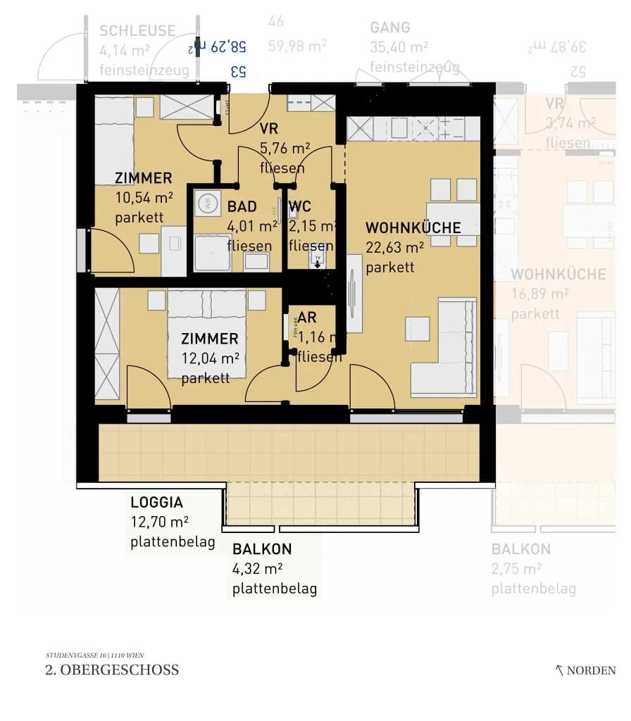 3-Zimmer-Wohnung kaufen in Wien – 58,29 m², € 409.500 – Bild 12 von 12