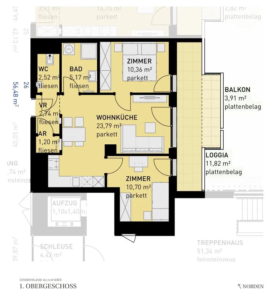 3-Zimmer-Wohnung kaufen in Wien – 56,48 m², € 349.500 – Bild 12 von 12