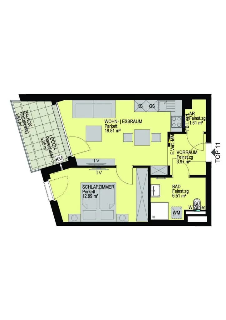 2-Zimmer-Wohnung kaufen in Wien – 42,89 m², € 306.200 – Bild 2 von 17