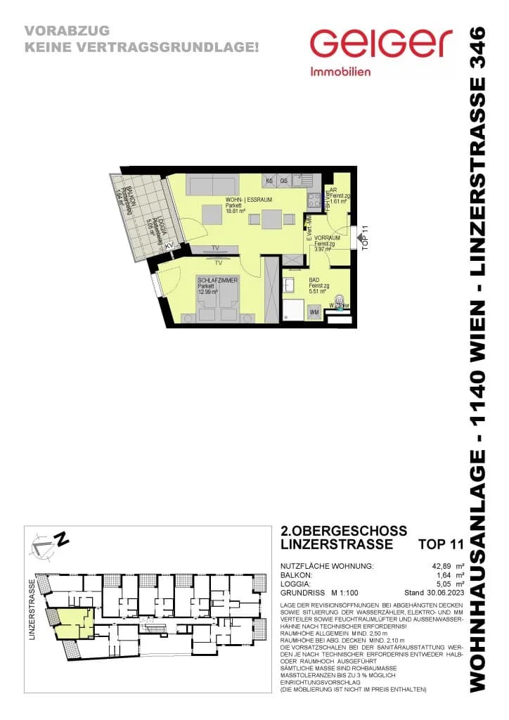 2-Zimmer-Wohnung kaufen in Wien – 42,89 m², € 306.200 – Bild 3 von 17