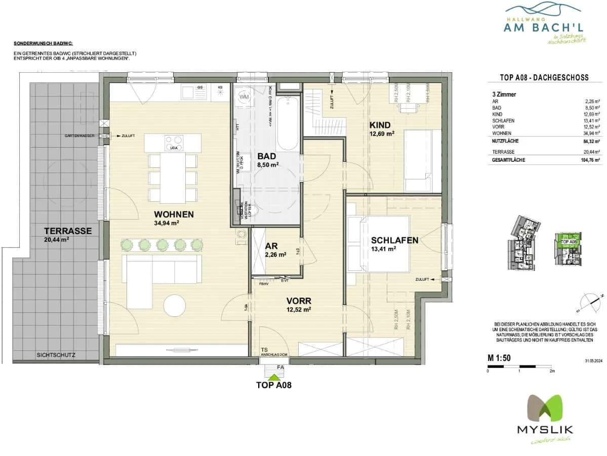 3-Zimmer-Wohnung kaufen in Salzburg-Umgebung – 84,32 m², € 649.800 – Bild 2 von 8