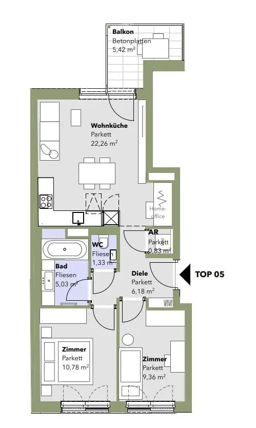 3-Zimmer-Wohnung kaufen in Wien – 55,77 m², € 442.000 – Bild 10 von 11