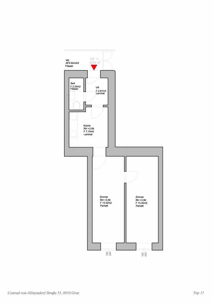2-Zimmer-Wohnung mieten in Graz – 43,24 m², € 599 – Bild 9 von 9