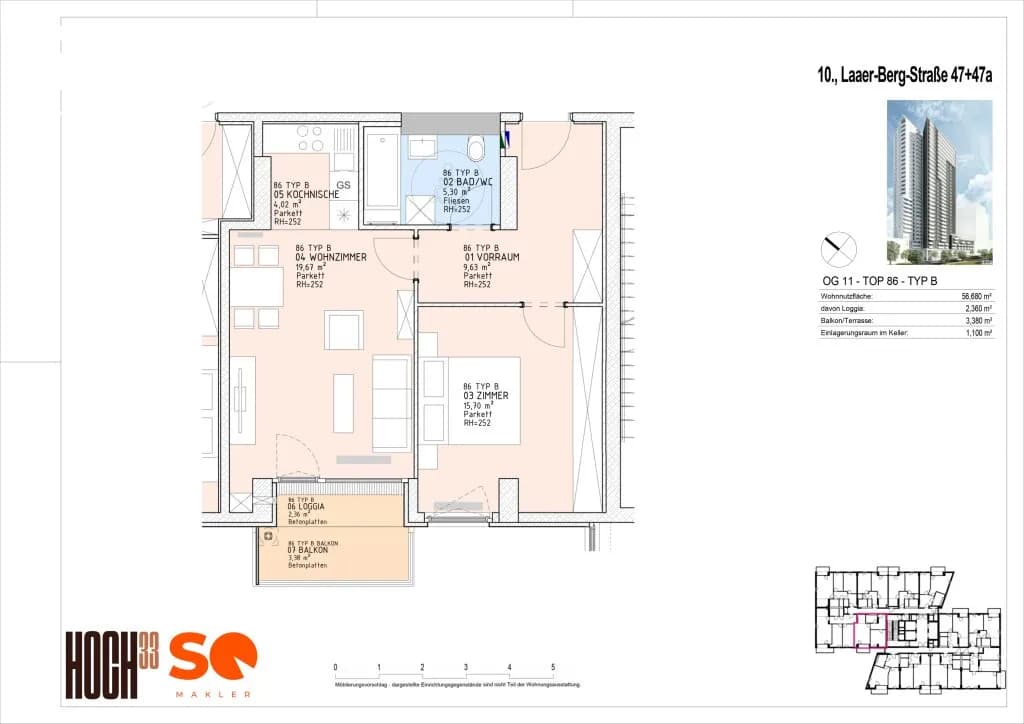 2-Zimmer-Wohnung kaufen in Wien – 53,59 m², € 289.000 – Bild 20 von 20