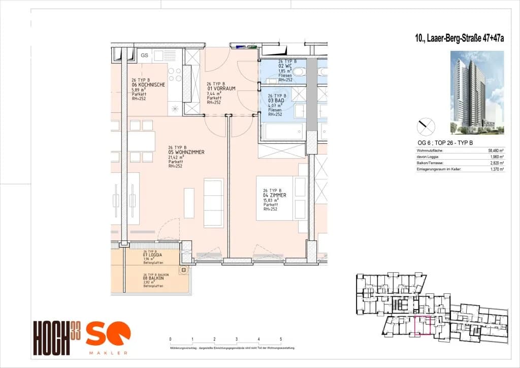 2-Zimmer-Wohnung kaufen in Wien – 56,52 m², € 279.000 – Bild 20 von 20