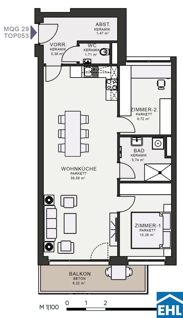 3-Zimmer-Wohnung mieten in Graz – 74,16 m², € 1.118 – Bild 7 von 7