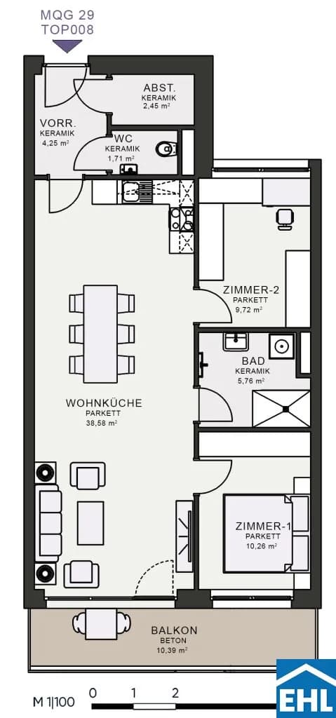 3-Zimmer-Wohnung mieten in Graz – 73,27 m², € 1.065 – Bild 7 von 7
