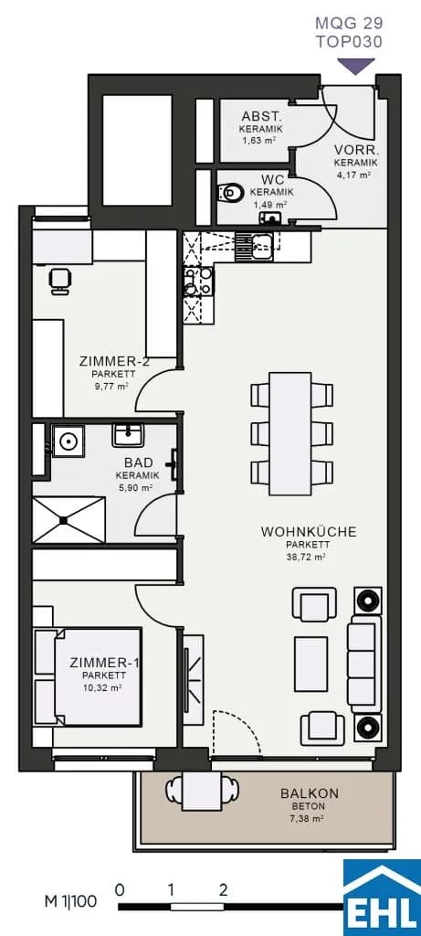 3-Zimmer-Wohnung mieten in Graz – 72,88 m², € 1.071 – Bild 7 von 7
