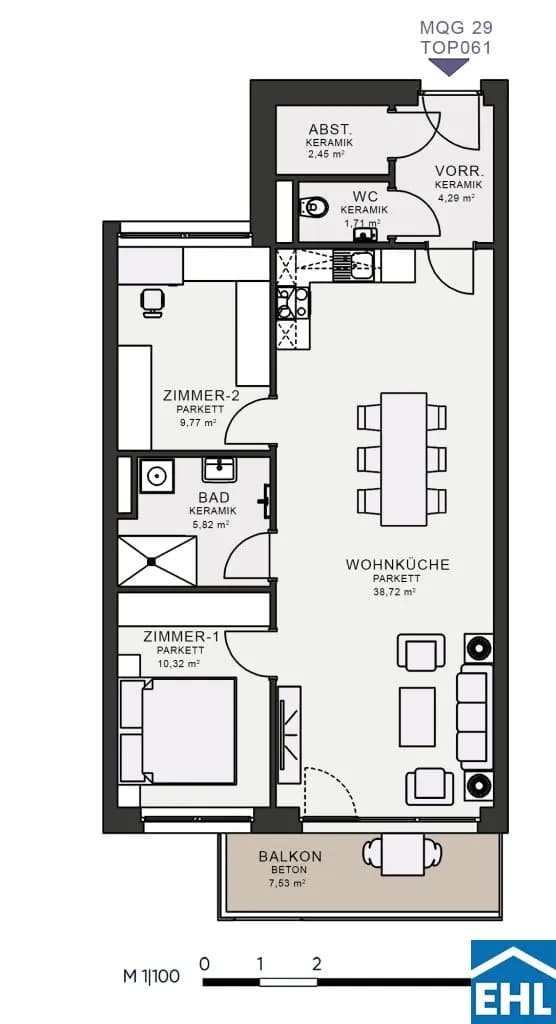 3-Zimmer-Wohnung mieten in Graz – 72,27 m², € 1.121 – Bild 7 von 7
