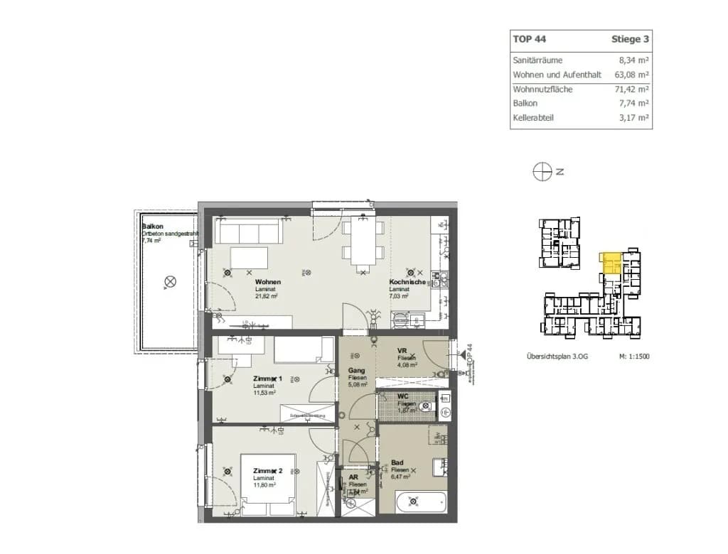 3-Zimmer-Wohnung mieten in Sankt Pölten – 71,51 m², € 905 – Bild 7 von 7