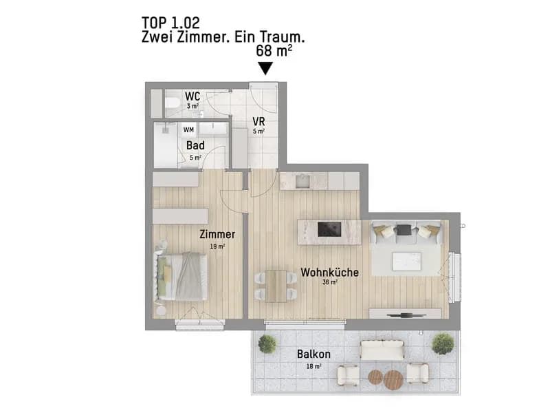 2-Zimmer-Wohnung kaufen in Wien – 67,63 m², € 819.900 – Bild 3 von 5