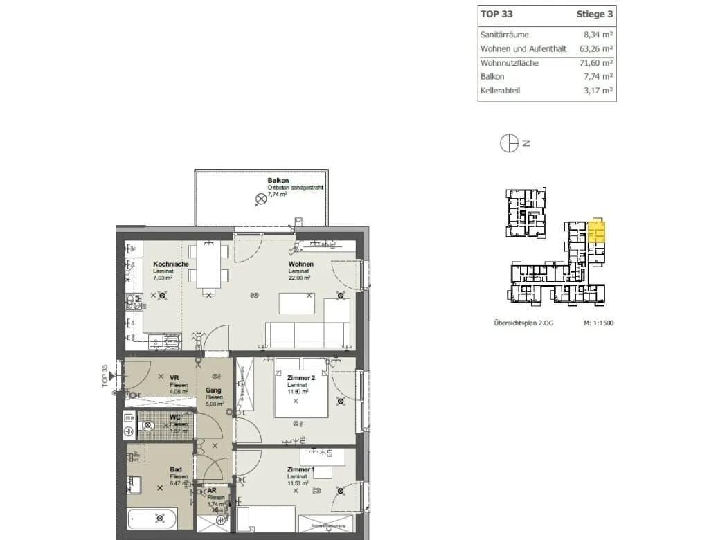 3-Zimmer-Wohnung mieten in Sankt Pölten – 71,51 m², € 905 – Bild 7 von 7
