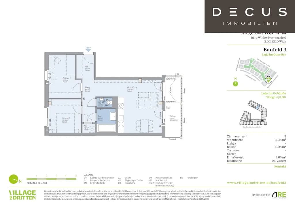 3-Zimmer-Wohnung mieten in Wien – 69,18 m², € 1.649 – Bild 5 von 5