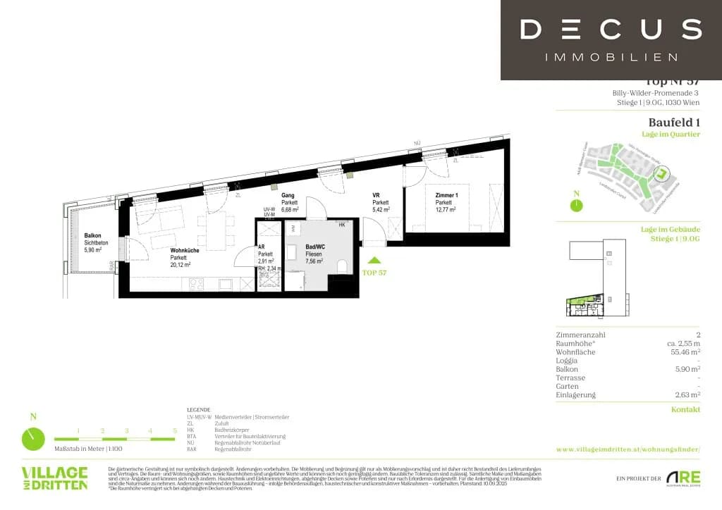 2-Zimmer-Wohnung mieten in Wien – 55,46 m², € 1.299 – Bild 5 von 5