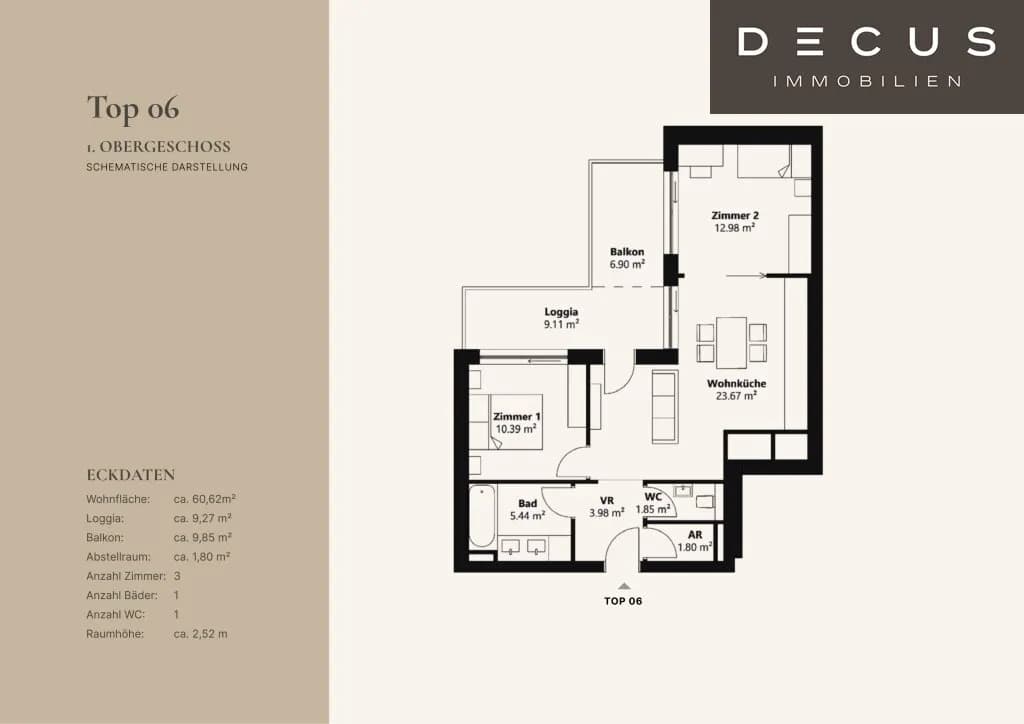 3-Zimmer-Wohnung kaufen in Wien – 60,81 m², € 399.000 – Bild 5 von 5