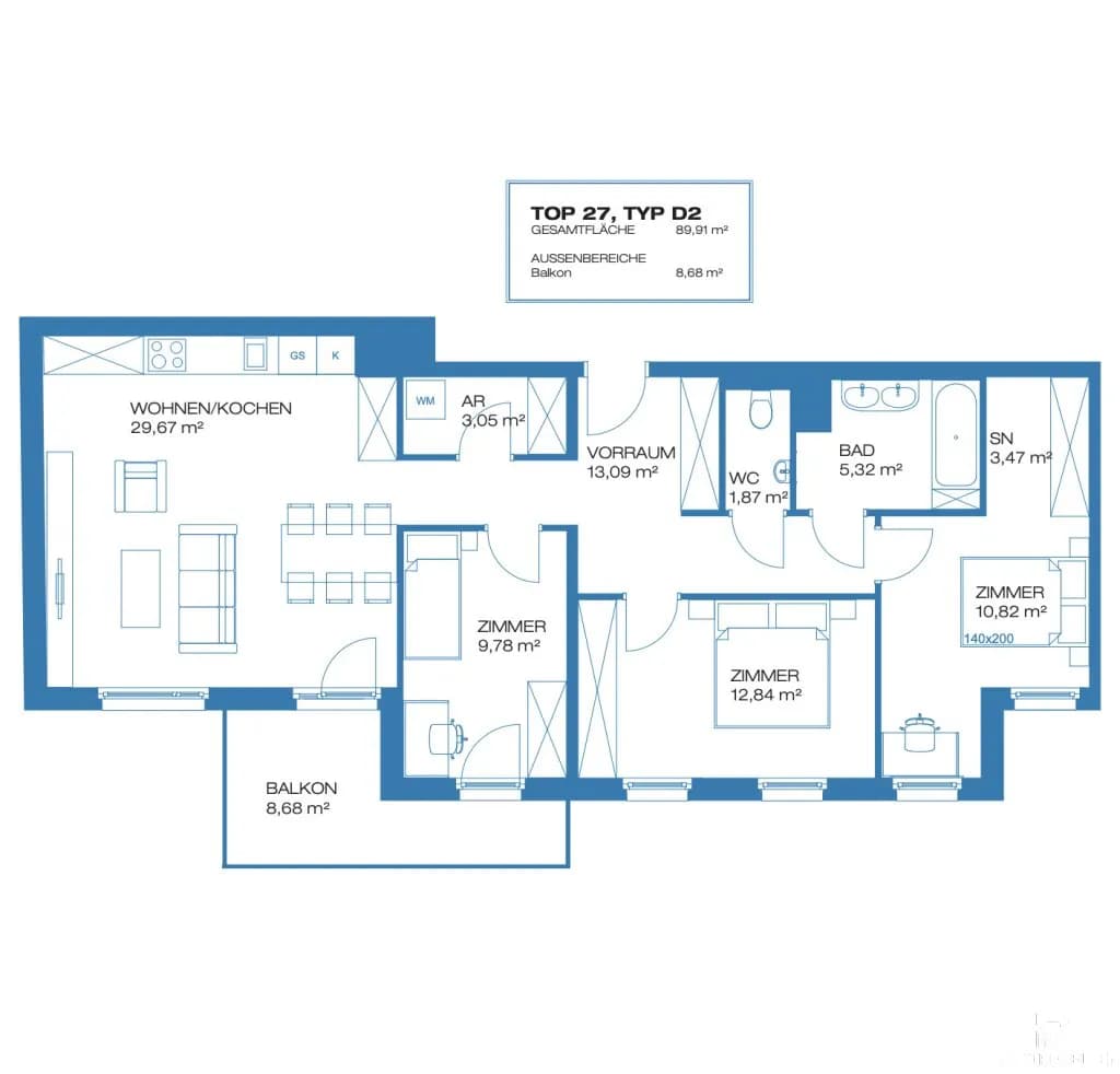 4-Zimmer-Wohnung kaufen in Wien – 89,91 m², € 564.000 – Bild 9 von 9
