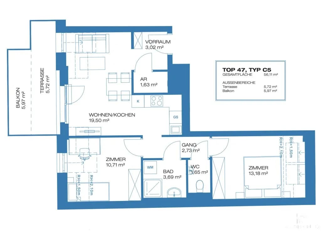 3-Zimmer-Wohnung kaufen in Wien – 56,11 m², € 391.000 – Bild 13 von 13