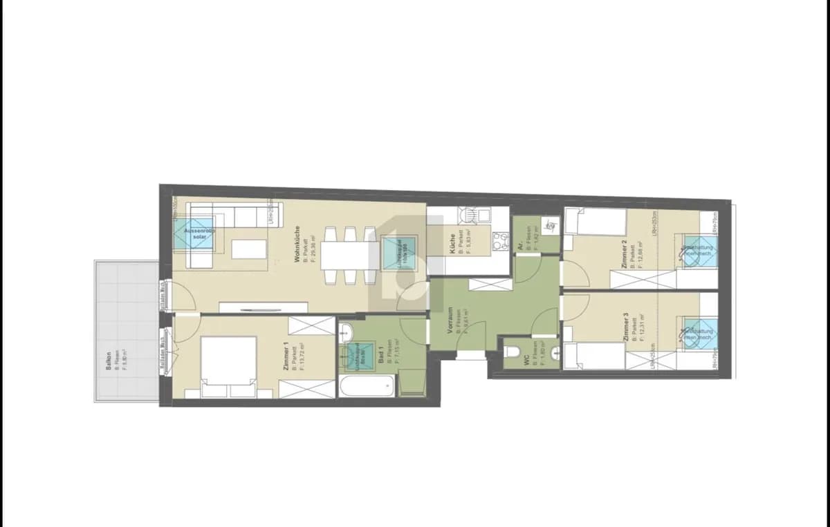4-Zimmer-Wohnung mieten in Tulln – 94 m², € 1.950 – Bild 1 von 3
