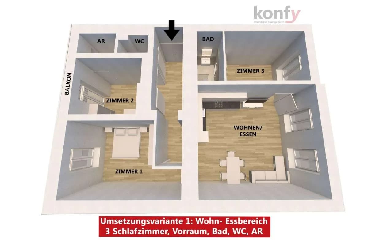 4-Zimmer-Wohnung kaufen in Graz – 85 m², € 284.900 – Bild 9 von 10