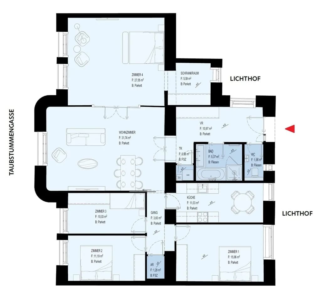 5-Zimmer-Wohnung mieten in Wien – 137 m², € 3.316