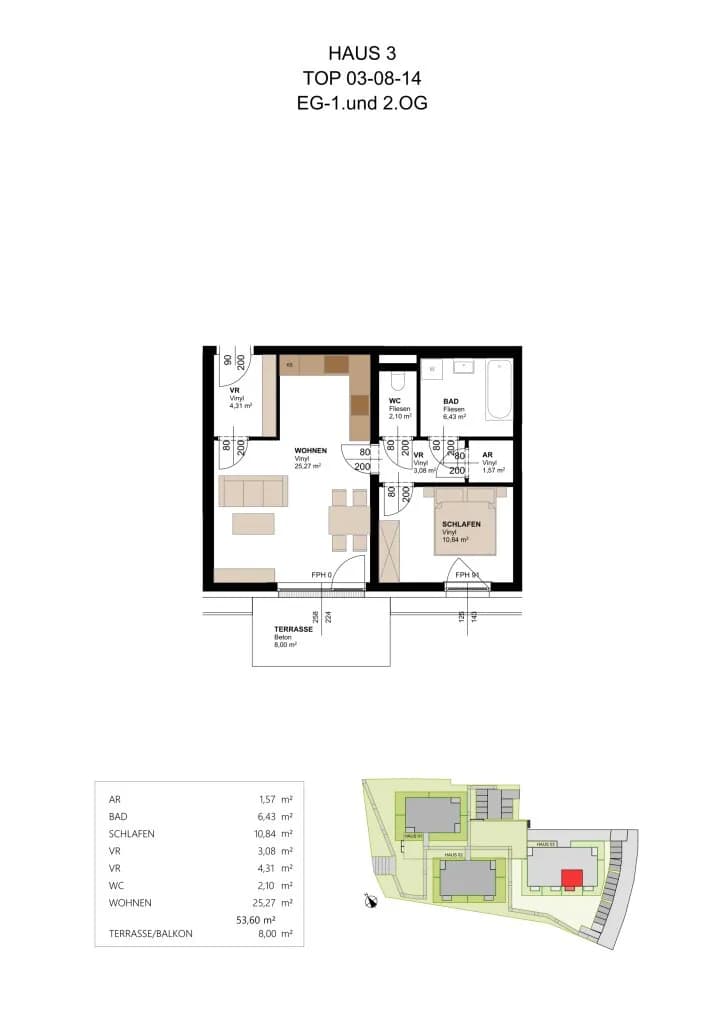 2-Zimmer-Wohnung mieten in Kirchdorf an der Krems – 54,69 m², € 653 – Bild 4 von 4