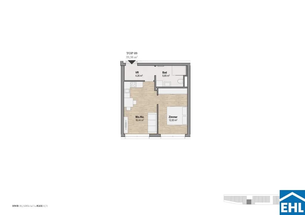 2-Zimmer-Wohnung kaufen in Graz – 39,38 m², € 229.140 – Bild 3 von 3