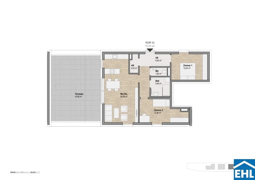 3-Zimmer-Wohnung kaufen in Graz – 73,24 m², € 628.505 – Bild 3 von 3
