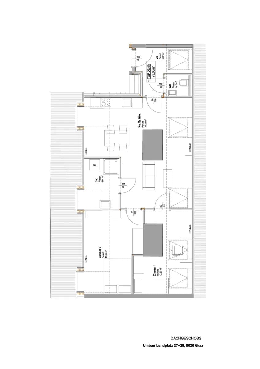 2-Zimmer-Wohnung mieten in Graz – 73,03 m², € 998 – Bild 2 von 6