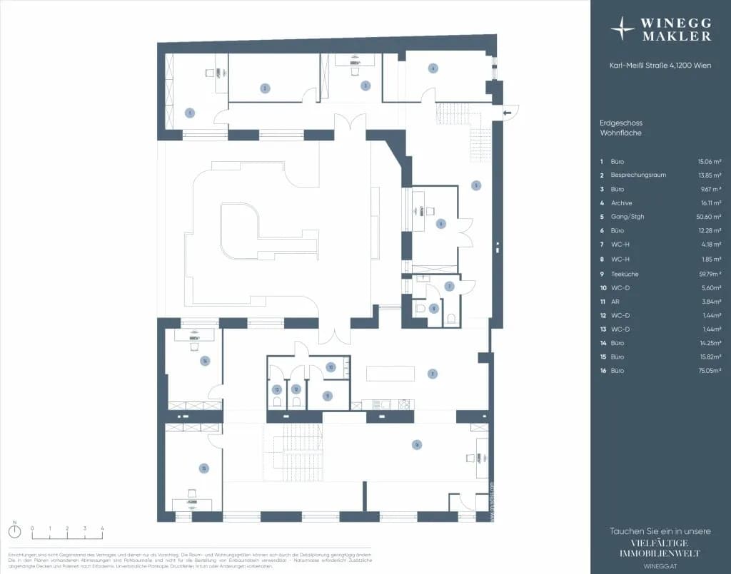 12-Zimmer-Gewerbeimmobilie mieten in Wien – 528 m², € 6.218 – Bild 25 von 25