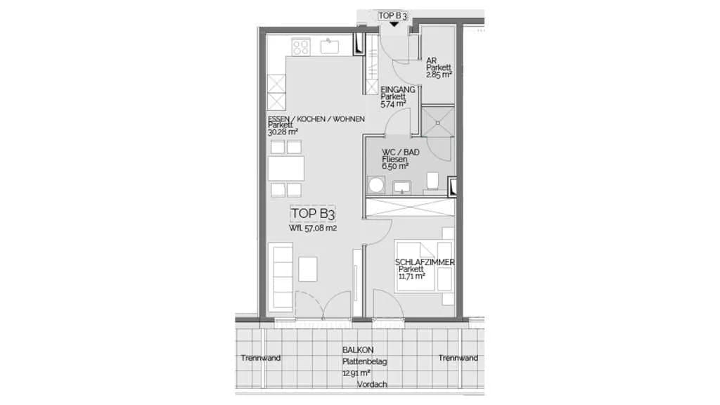 2-Zimmer-Wohnung kaufen in Liezen – 58,29 m², € 224.500 – Bild 3 von 6