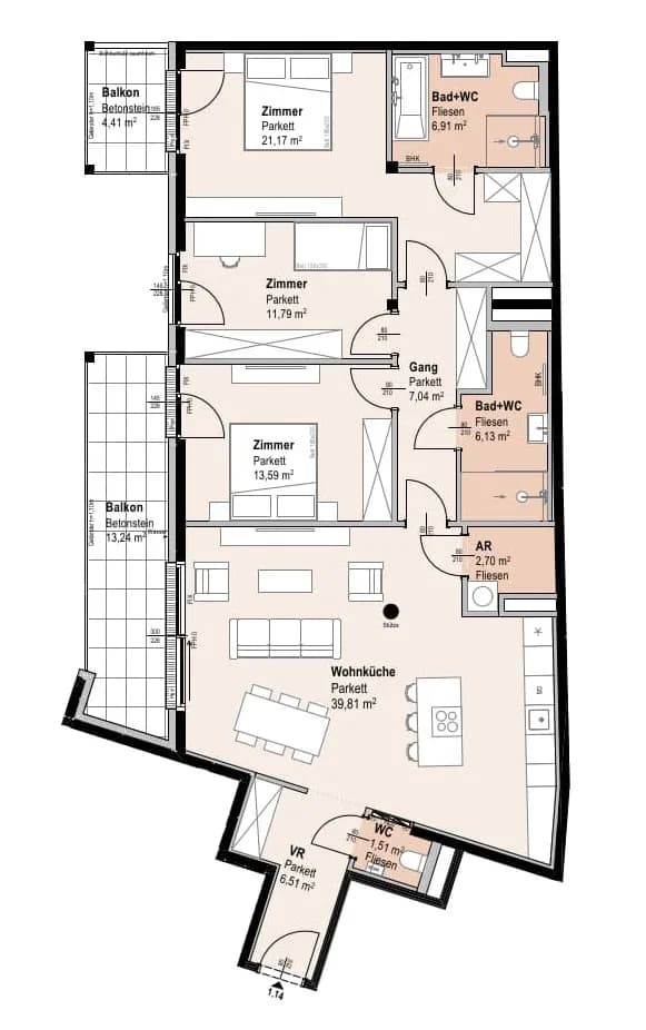 4-Zimmer-Wohnung kaufen in Wien – 117,21 m², € 896.800 – Bild 14 von 14