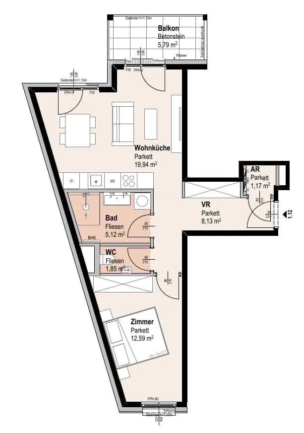 2-Zimmer-Wohnung kaufen in Wien – 48,8 m², € 397.300 – Bild 14 von 14