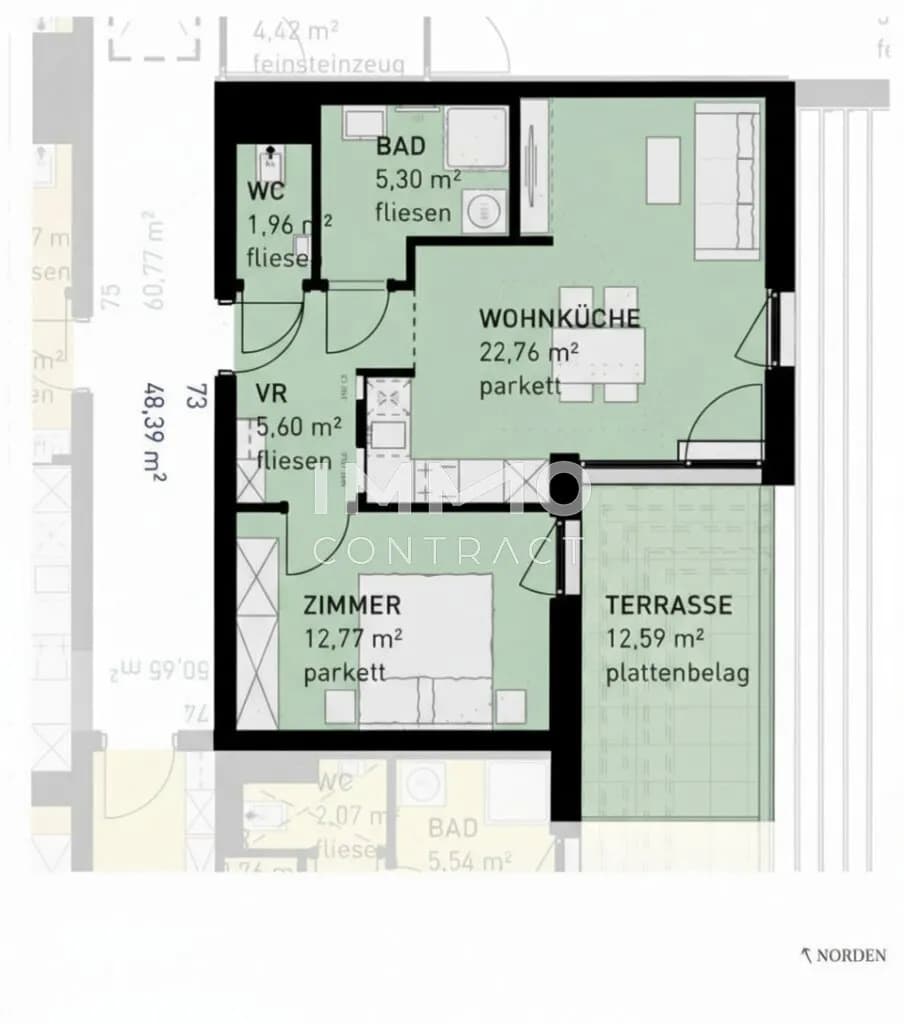 2-Zimmer-Wohnung kaufen in Wien – 48,39 m², € 325.500 – Bild 8 von 8