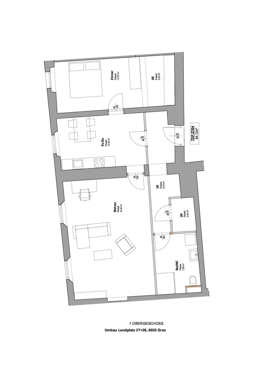 3-Zimmer-Wohnung mieten in Graz – 84,12 m², € 1.036 – Bild 2 von 5