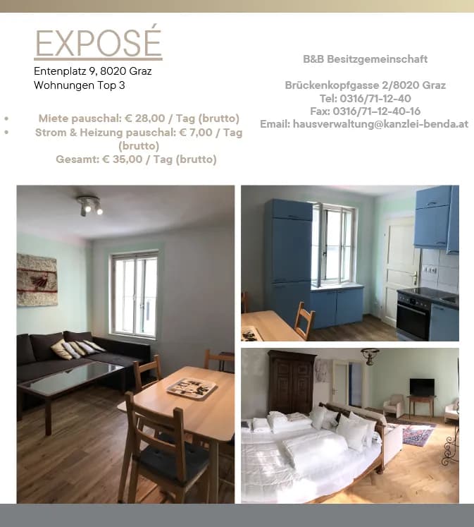 3-Zimmer-Wohnung mieten in Graz – 53 m², € 35