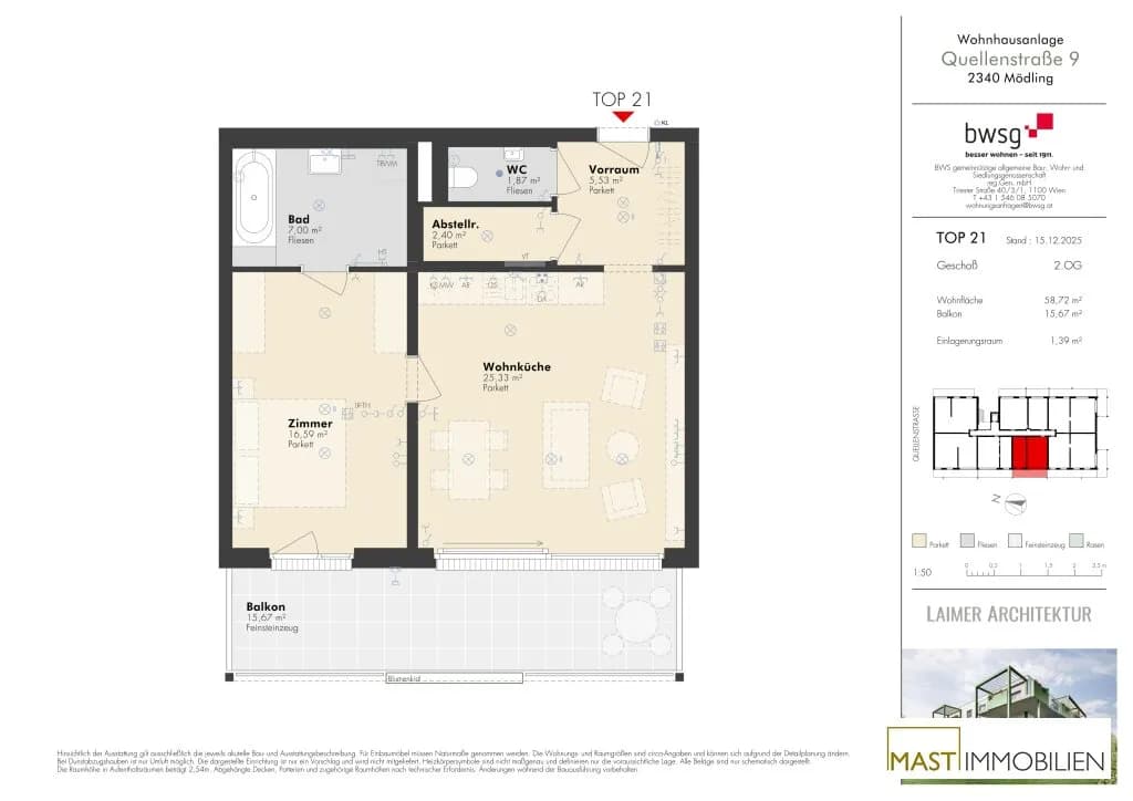 2-Zimmer-Wohnung kaufen in Mödling – 58,72 m², € 449.000 – Bild 14 von 14