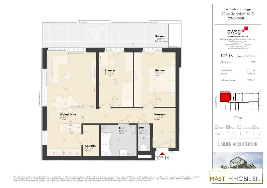 3-Zimmer-Wohnung kaufen in Mödling – 77,16 m², € 549.000 – Bild 16 von 16