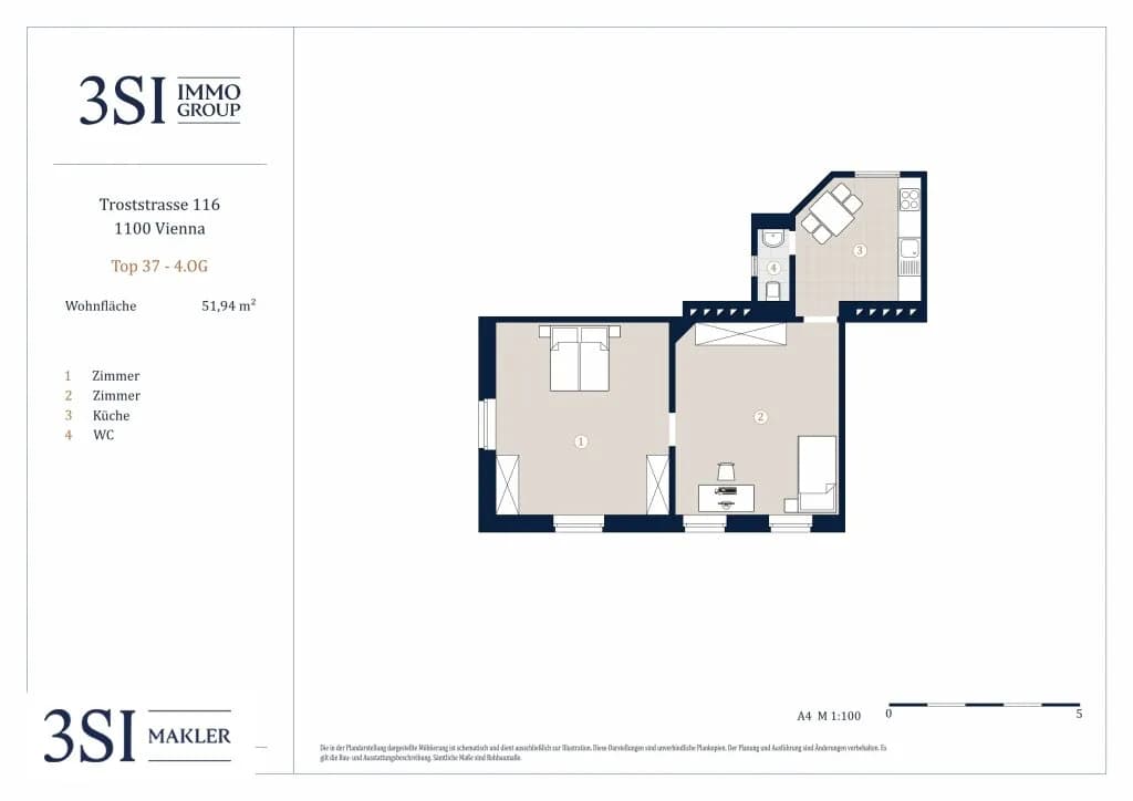 2-Zimmer-Wohnung kaufen in Wien – 51,94 m², € 205.000 – Bild 8 von 8