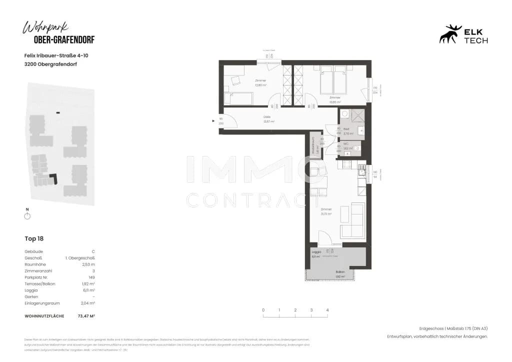 3-Zimmer-Wohnung kaufen in Sankt Pölten Land – 73,47 m², € 234.000 – Bild 8 von 8