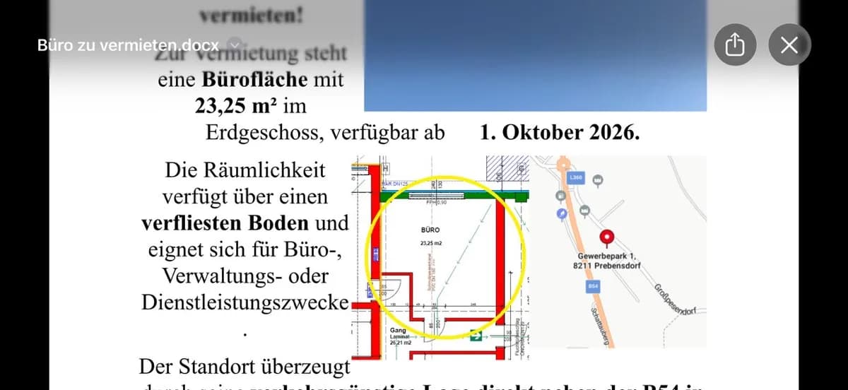 1-Zimmer-Gewerbeimmobilie mieten in Weiz – 24 m², € 380